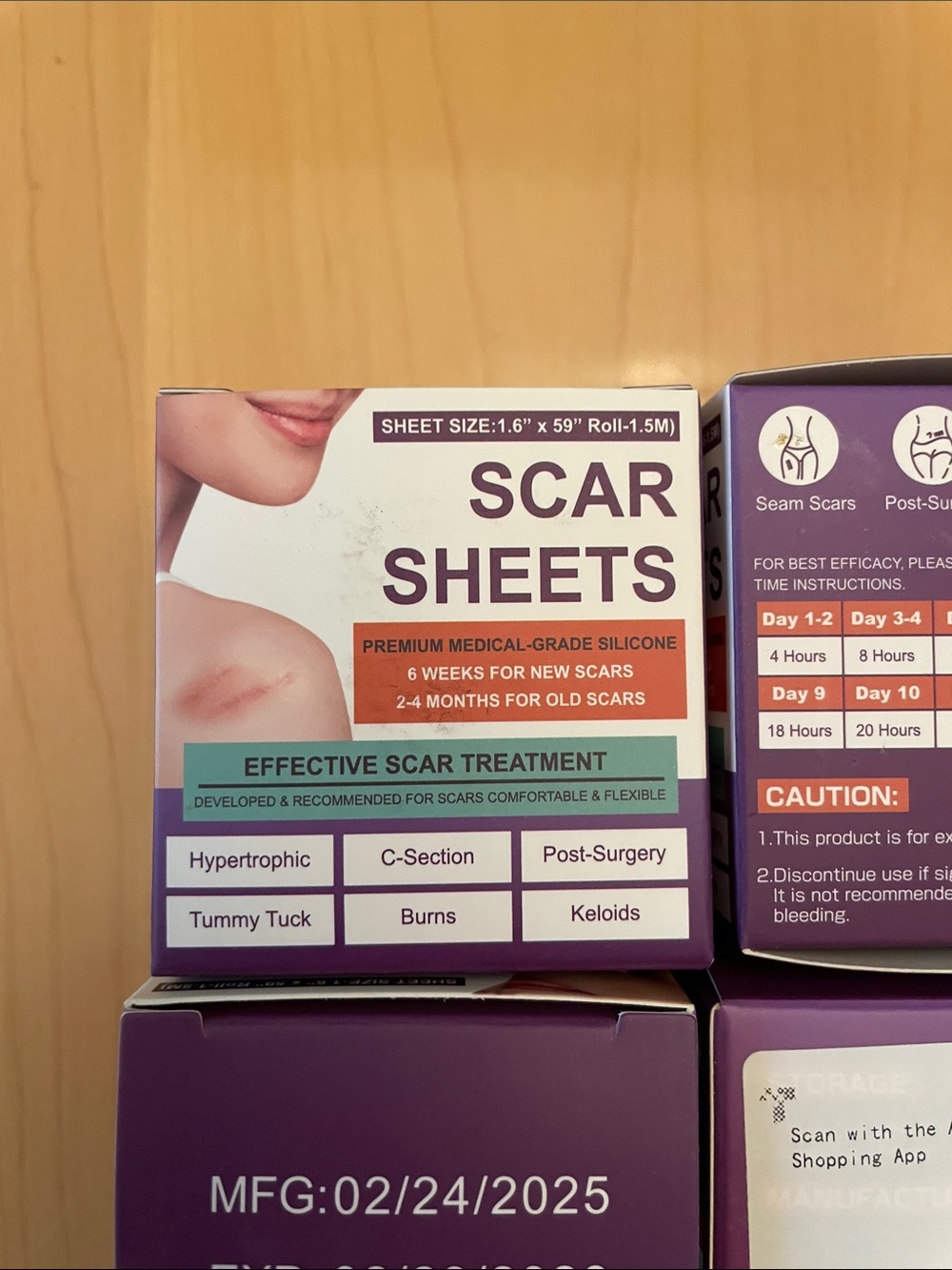 Six boxes of Scar Sheets Silicone Scar Treatment - Purple & White Packaging NWT - Picture 2 of 6